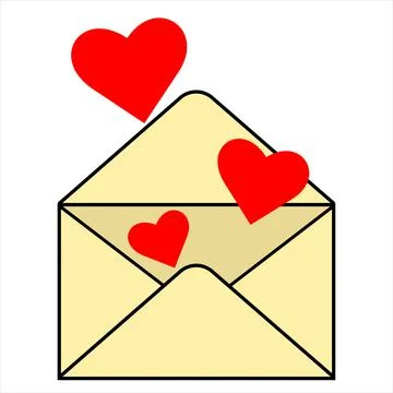 Hearts fly out of the mail envelope Stock Illustration