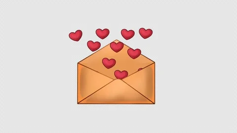 Hearts flying out of the envelope Stock Footage 296330528