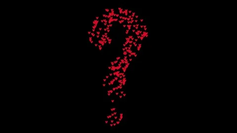 Hearts form a question mark in bright red Video stock 332909437