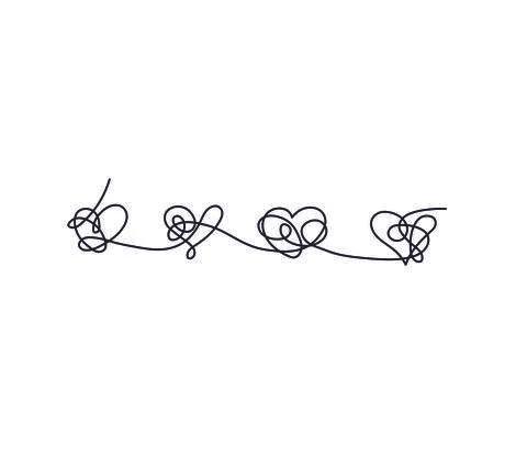 Hearts four oneline Stock Illustration