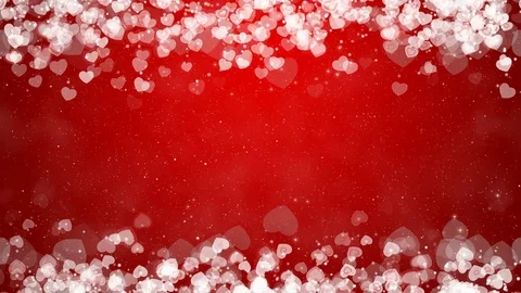 Hearts Frame on Red Background. Abstract Valentines Day Card. Stock Footage 71555761