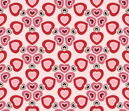 Hearts - Geometric Pattern (Soft Pink, Pink, Red, Wine, Beige, Black) Stock Illustration
