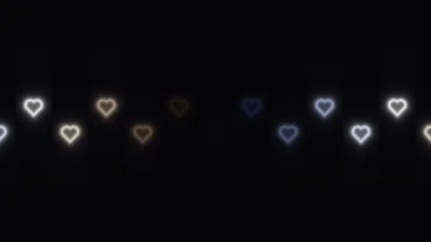 Hearts glowing in a dark space create a bright pattern Stock Footage 338202752