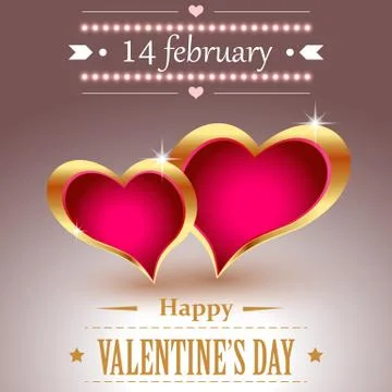 Hearts in golden frames Stock Illustration