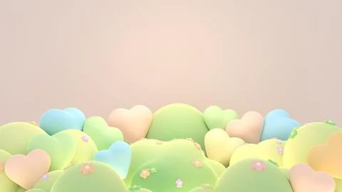 Hearts on the grass Stock Illustration