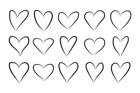 Hearts hand drawing set Stock Illustration