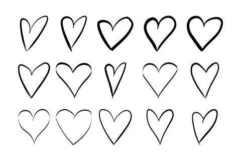 Hearts hand drawing set Illustrazione stock