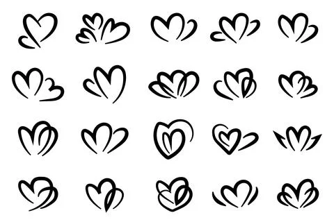 Hearts hand-drawn collection. Vector illustration. Stockillustratie