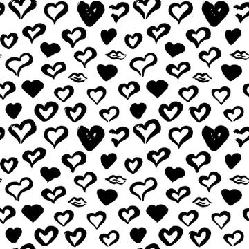 Hearts Hand Drawn Seamless Pattern Illustrazione stock