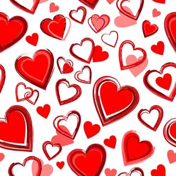 Hearts hand drawn seamless pattern Stock Illustration