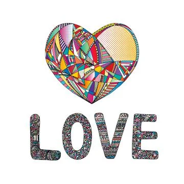 Hearts hand drawn vector background. Abstract stylized love illustration. Stock Illustration