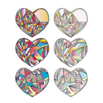 Hearts hand drawn vector background. Abstract stylized love illustration. Stock Illustration