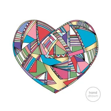 Hearts hand drawn vector background. Abstract stylized love illustration Stock Illustration
