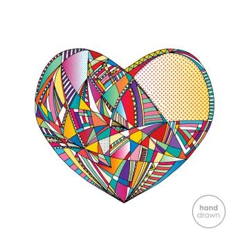 Hearts hand drawn vector background. Abstract stylized love illustration Stock Illustration