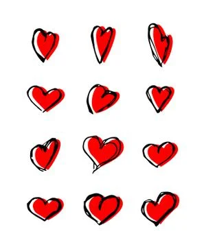 Hearts hand drawn vector illustrations set Stock Illustration