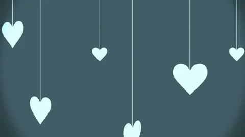 Hearts Hanging from Strings [Blue] Background Stock Footage 10560363