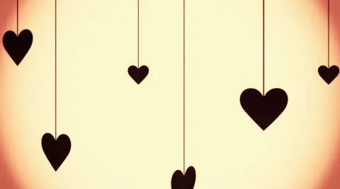 Hearts Hanging from Strings [Retro] Background Stock Footage 10560364