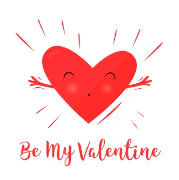 Hearts hugging and happy. Declaration of love.  Valentine's Day. Pretty heart Stock Illustration