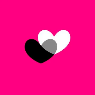 Hearts icon black and white on pink Stock Illustration