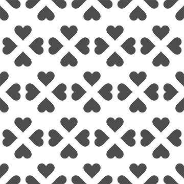 Hearts icon seamless pattern. Grey shape love sign isolated on a background.  스톡 일러스트