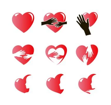 Hearts icon set Illustrazione stock