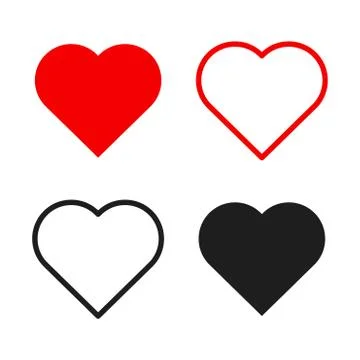 Hearts icon set. Live stream video, chat, likes. Social media like web button Stock Illustration