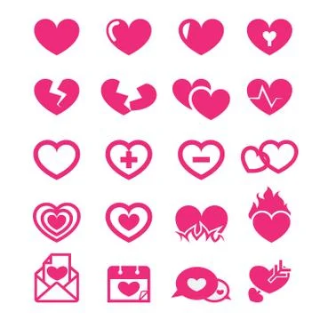 Hearts icons set Stock Illustration