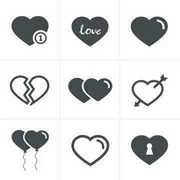 Hearts  Icons Set, Vector Design Stock Illustration