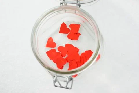 Hearts in jar Stock Photos