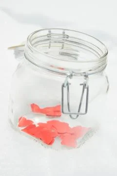 Hearts in jar Stock Photos