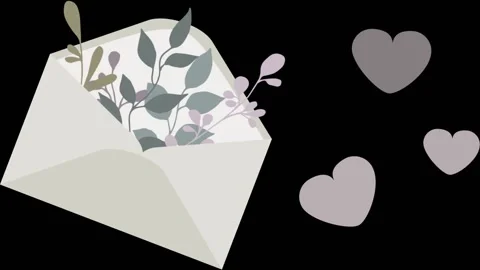 Hearts, leaf, envelope on black background. Stock Footage 173504726