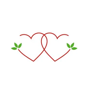 Hearts with leaves Stock Illustration