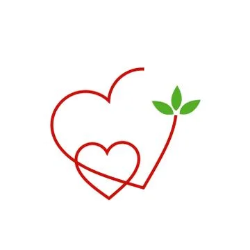 Hearts with leaves Stock Illustration