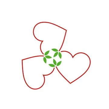 Hearts with leaves Stock Illustration