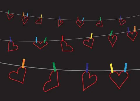 Hearts On The Line In Darkness Stock Illustration