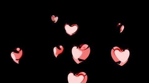 Hearts of love and romance float in the air Isolated by Alpha channel Stock Footage 263767465