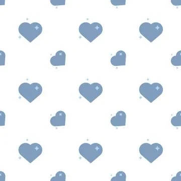Hearts Of Love In Blue Seamless Pattern Stock Illustration