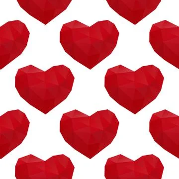 Hearts low poly seamless Stock Illustration