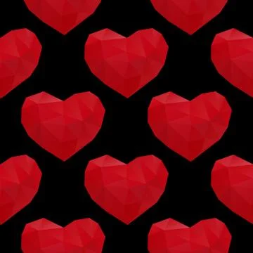 Hearts low poly seamless Illustrazione stock
