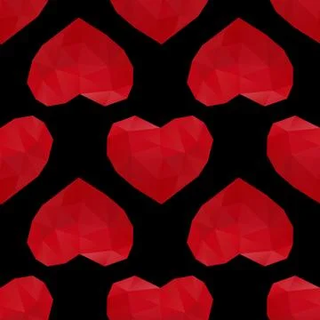 Hearts low poly seamless Stock Illustration