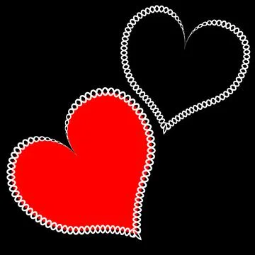 Hearts made of fabric, patchwork sewing. Design element - love, valentine, pa Stock Illustration