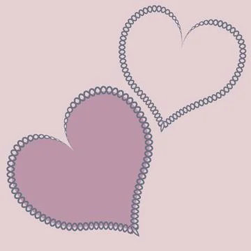 Hearts made of fabric, patchwork sewing. Design element - love, valentine, pa Stock Illustration