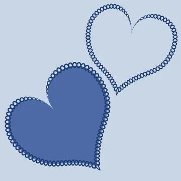 Hearts made of fabric, patchwork sewing. Design element - love, valentine, pa Stock Illustration