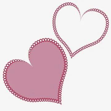 Hearts made of fabric, patchwork sewing. Design element - love, valentine, pa Stock Illustration