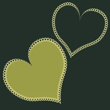 Hearts made of fabric, patchwork sewing. Design element - love, valentine, pa Stock Illustration