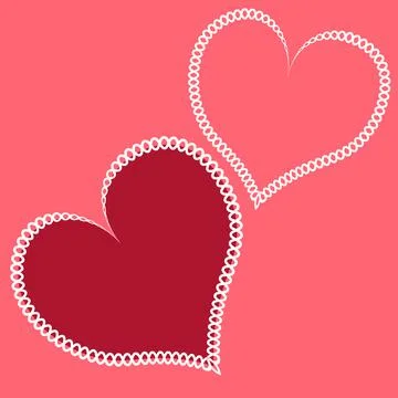 Hearts made of fabric, patchwork sewing. Design element - love, valentine, pa Stock Illustration