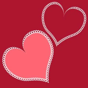 Hearts made of fabric, patchwork sewing. Design element - love, valentine, pa Stock Illustration