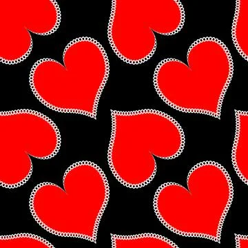 Hearts made of fabric, patchwork sewing. Design element - love, valentine, pa Stock Illustration