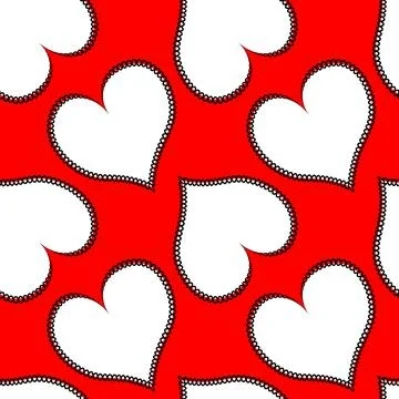 Hearts made of fabric, patchwork sewing. Design element - love, valentine, pa Stock Illustration