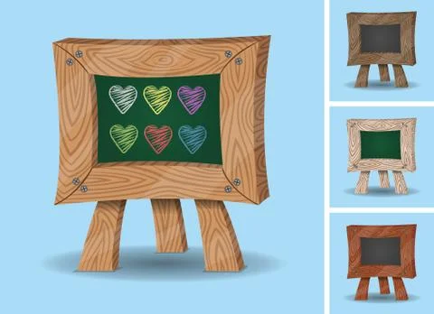 Hearts on Mini Chalkboard Stock Illustration